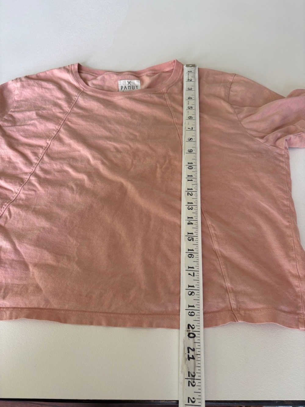 Pamut Apparel Cropped Boxy Tee Washed Peach 100% Cotton Boho Casual Size L - Picture 6 of 9